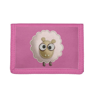 Cute Pink Faux Felt Sheep Tri-fold Wallet
