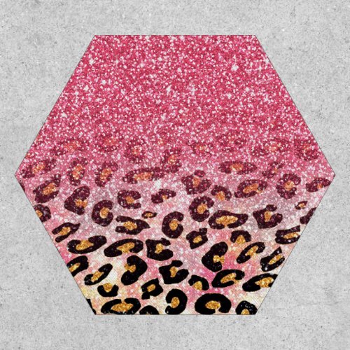 Cute pink faux glitter leopard animal print patch