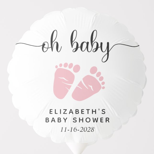 Cute Pink Feet Baby Girl Shower Balloon (Front)