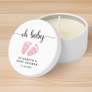 Cute Pink Feet Baby Girl Shower Mini Candle Favors