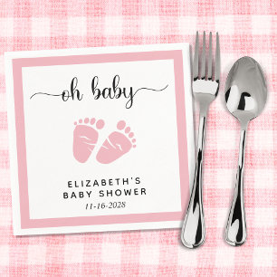 Cute Pink Feet Baby Girl Shower Napkins