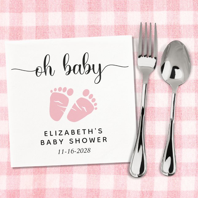 Cute Pink Feet Baby Girl Shower Napkins (Creator Uploaded)