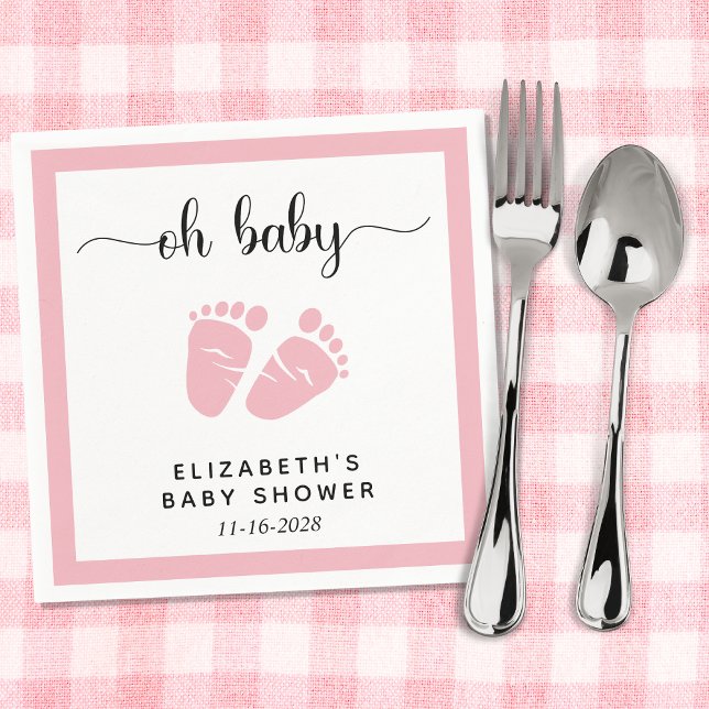 Cute Pink Feet Baby Girl Shower Napkins (Creator Uploaded)