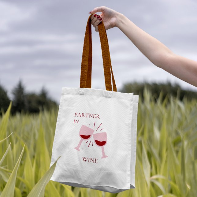 Cute Pink Feminine Partner in Wine Romantic Tote Bag (Creator Uploaded)