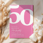 Cute Pink Fifty 50th Birthday Party Invitation<br><div class="desc">Cute pink 50th birthday party invitations featuring the number '50' in a large bold serif font,  and a modern invite template that is easy to personalize.</div>