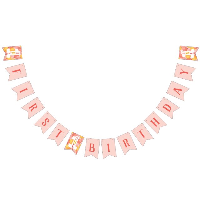 Cute Pink First Birthday Balloon Banner (All)