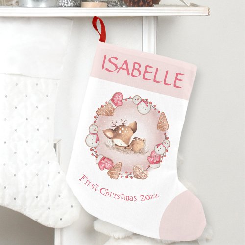 Cute Pink First Christmas Girl Christmas Stocking