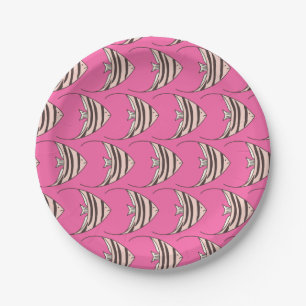 Cute Pink Fish Kids Party Paper Plates