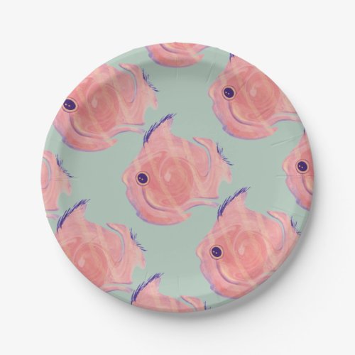 Cute Pink Fish Paper Plate