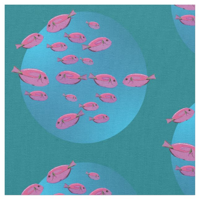 Cute Pink Fishes Fabric (Close Up)