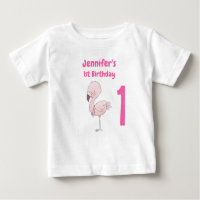 Cute Pink Flamingo 1st Birthday