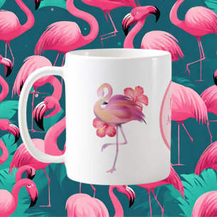 cute pink flamingo add monogram Coffee Mug