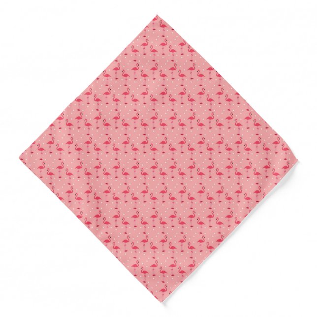 Cute Pink Flamingo and Dots Pattern Bandana (Front)