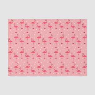 Cute Pink Flamingo and Dots Pattern Tissue Paper