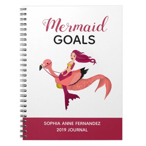 Cute Pink Flamingo and Purple Mermaid Best Friends Notebook