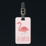 Cute Pink Flamingo And Stripes Luggage Tag<br><div class="desc">Monogramed cute pink flamingos simple illustration over pink and white stripes pattern. Customizable monogram.</div>