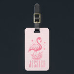 Cute Pink Flamingo And Stripes Luggage Tag<br><div class="desc">Monogramed cute pink flamingos simple illustration over pink and white stripes pattern. Customizable monogram.</div>