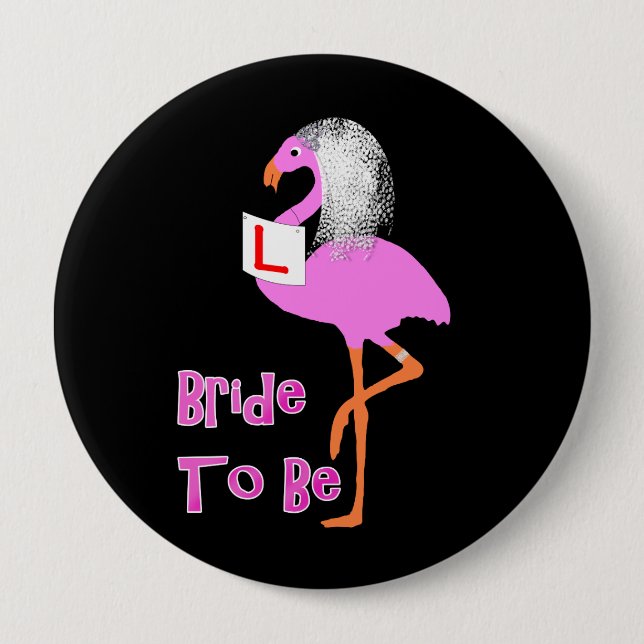 Cute Pink Flamingo Bachelorette Hen Party Theme Pinback Button (Front)