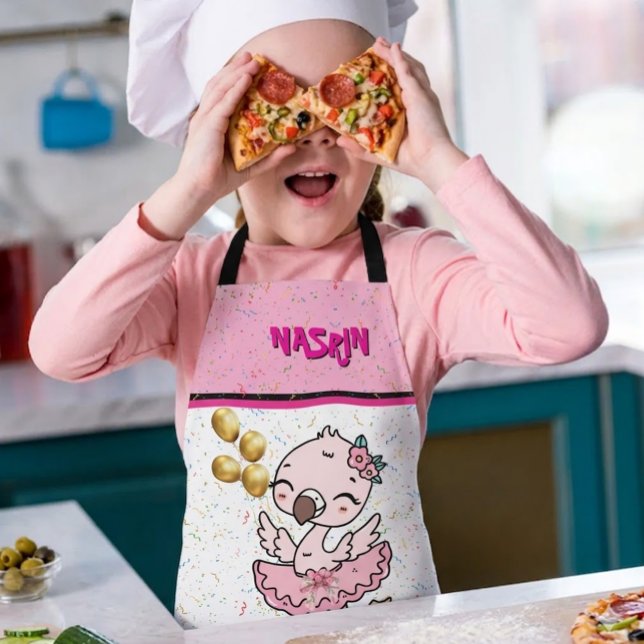 Cute pink  Flamingo Ballerina   Apron (Creator Uploaded)