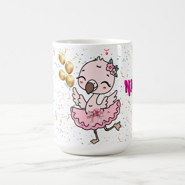 Cute pink  Flamingo Ballerina   Coffee Mug (Center)