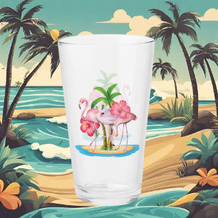 cute pink flamingo beach glass