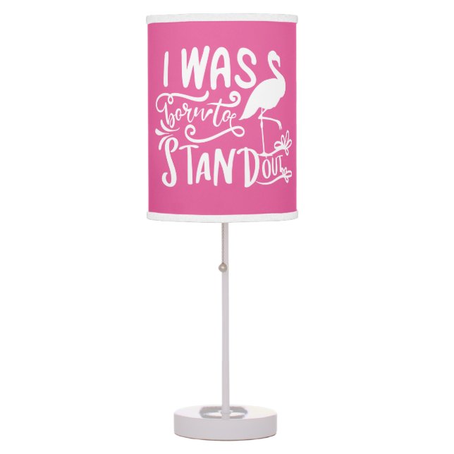 cute pink flamingo beach word art table lamp (Front)