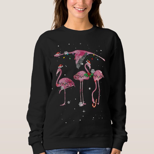 Cute Pink Flamingo Christmas Xmas 2021 Sweatshirt (Front)