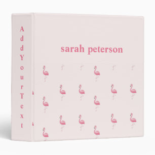 Cute pink flamingo custom name pink 3 ring binder