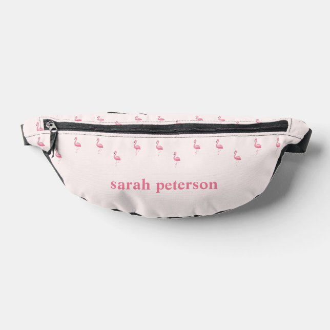 Cute pink flamingo custom name pink fanny pack (Lay Down)