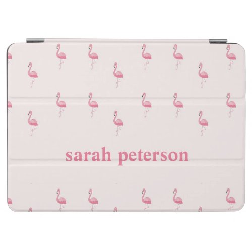 Cute pink flamingo custom name pink iPad air cover