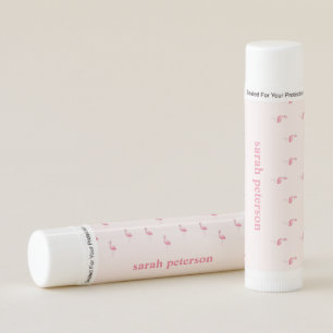 Cute pink flamingo custom name pink lip balm