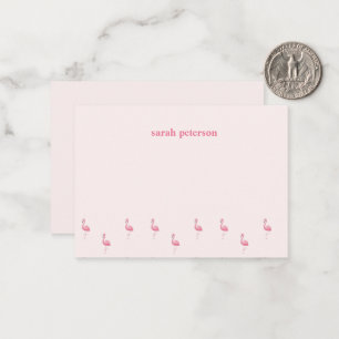 Cute pink flamingo custom name pink note card