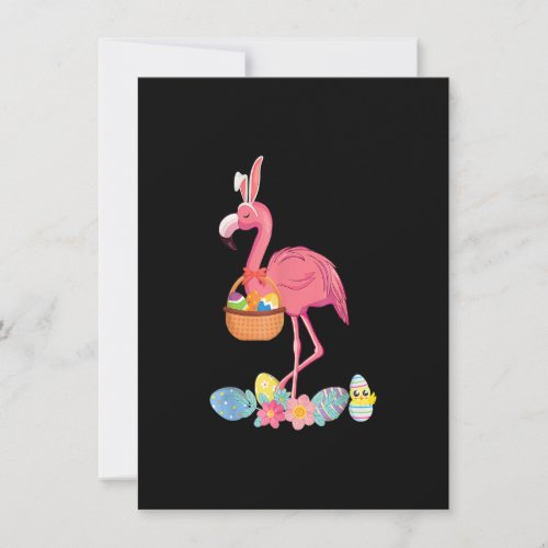 Cute Pink Flamingo Easter Eggs Basket Funny Flami Invitation