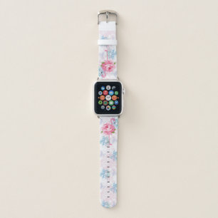 Cute Pink flamingo Floral design Apple Watch Band