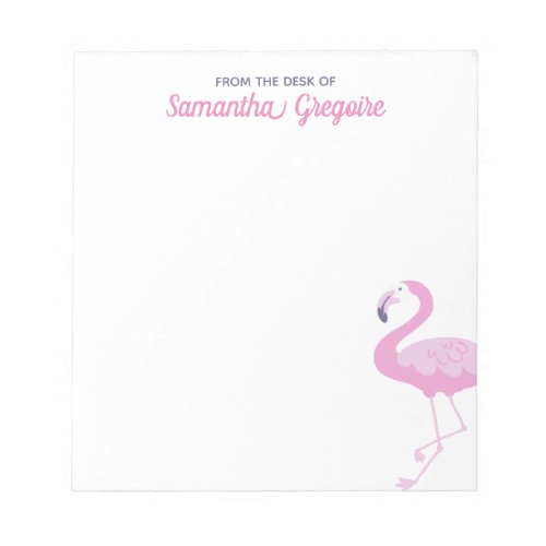 Cute Pink Flamingo From The Desk Of Notepad