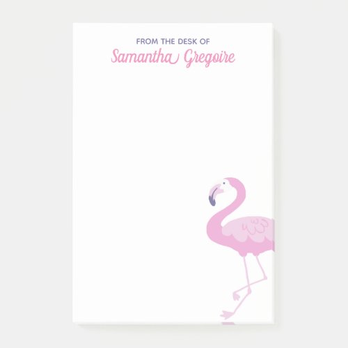 Cute Pink Flamingo From the Office Desk Of Post_it Notes