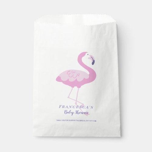 Cute Pink Flamingo Gender Neutral Baby Shower Favor Bag