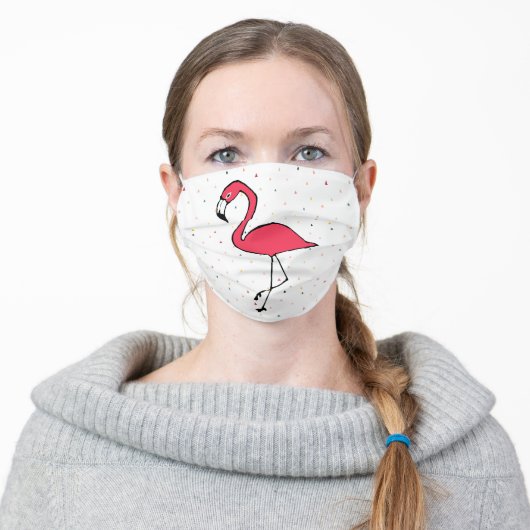 Cute Pink Flamingo Geometric Pattern Adult Cloth Face Mask (Worn)