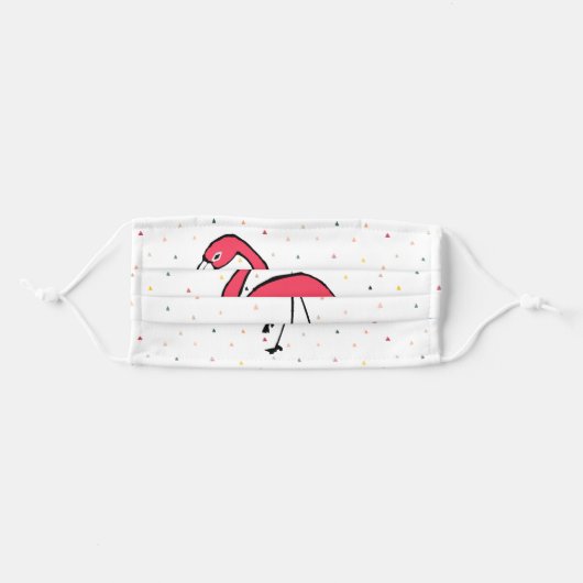 Cute Pink Flamingo Geometric Pattern Adult Cloth Face Mask (Front, Folded)