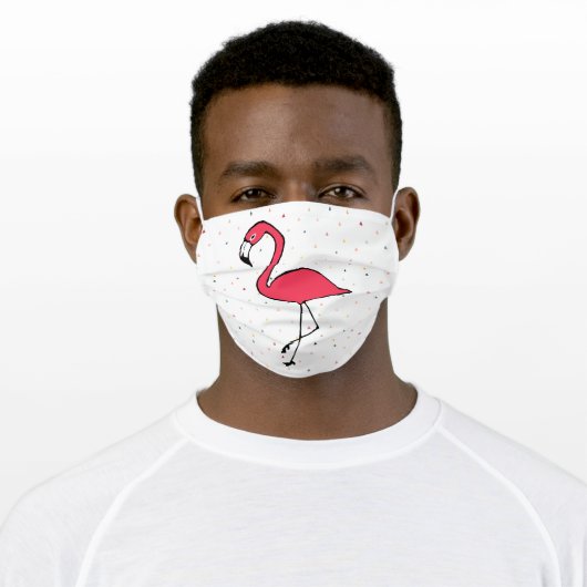 Cute Pink Flamingo Geometric Pattern Adult Cloth Face Mask (Worn)