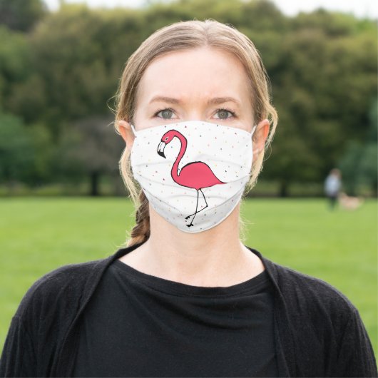 Cute Pink Flamingo Geometric Pattern Adult Cloth Face Mask (Outside)