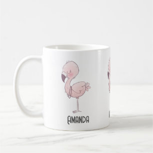 Cute Pink Flamingo Illustration Coffee Mug