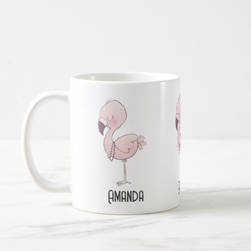 Cute Pink Flamingo Illustration Coffee Mug
