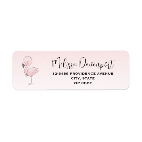 Cute Pink Flamingo Illustration Label