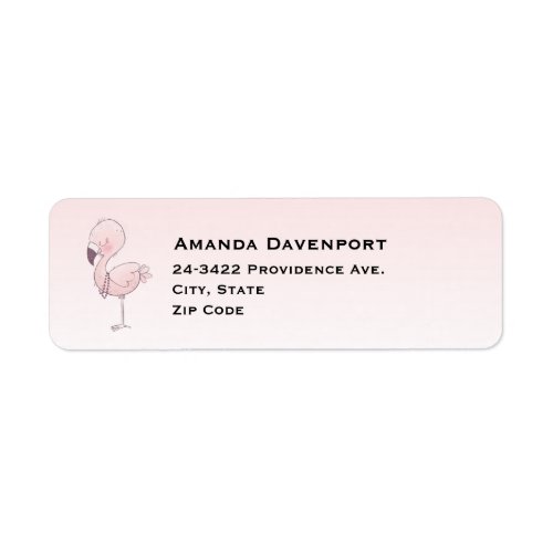 Cute Pink Flamingo Illustration Label