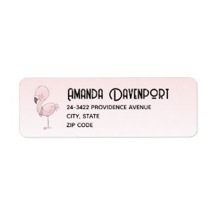 Cute Pink Flamingo Illustration Label
