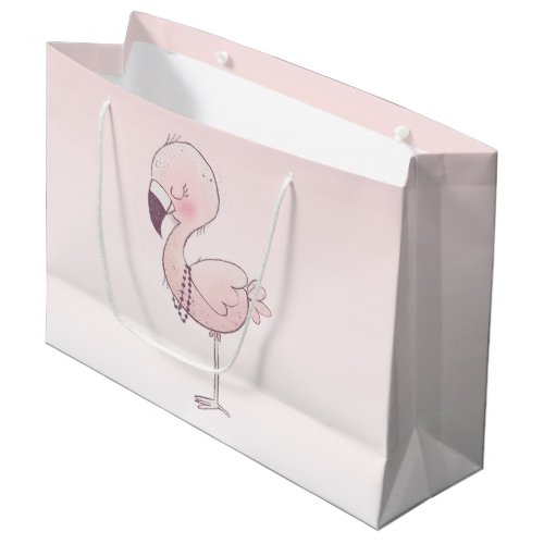 Cute Pink Flamingo Illustration Large Gift Bag