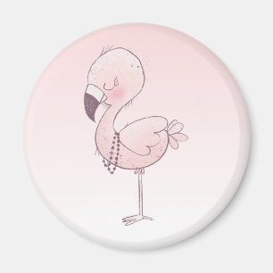 Cute Pink Flamingo Illustration Magnet