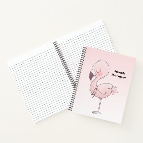 Cute Pink Flamingo Illustration Notebook