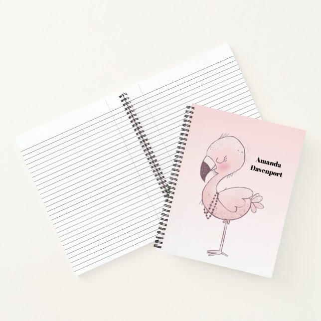 Cute Pink Flamingo Illustration Notebook (Inside)